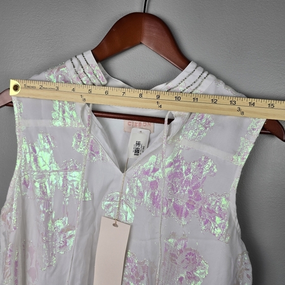 CIEBON Iridescent Flowy Floral Top White With Colorful Reflections Women Size S - Picture 14 of 16